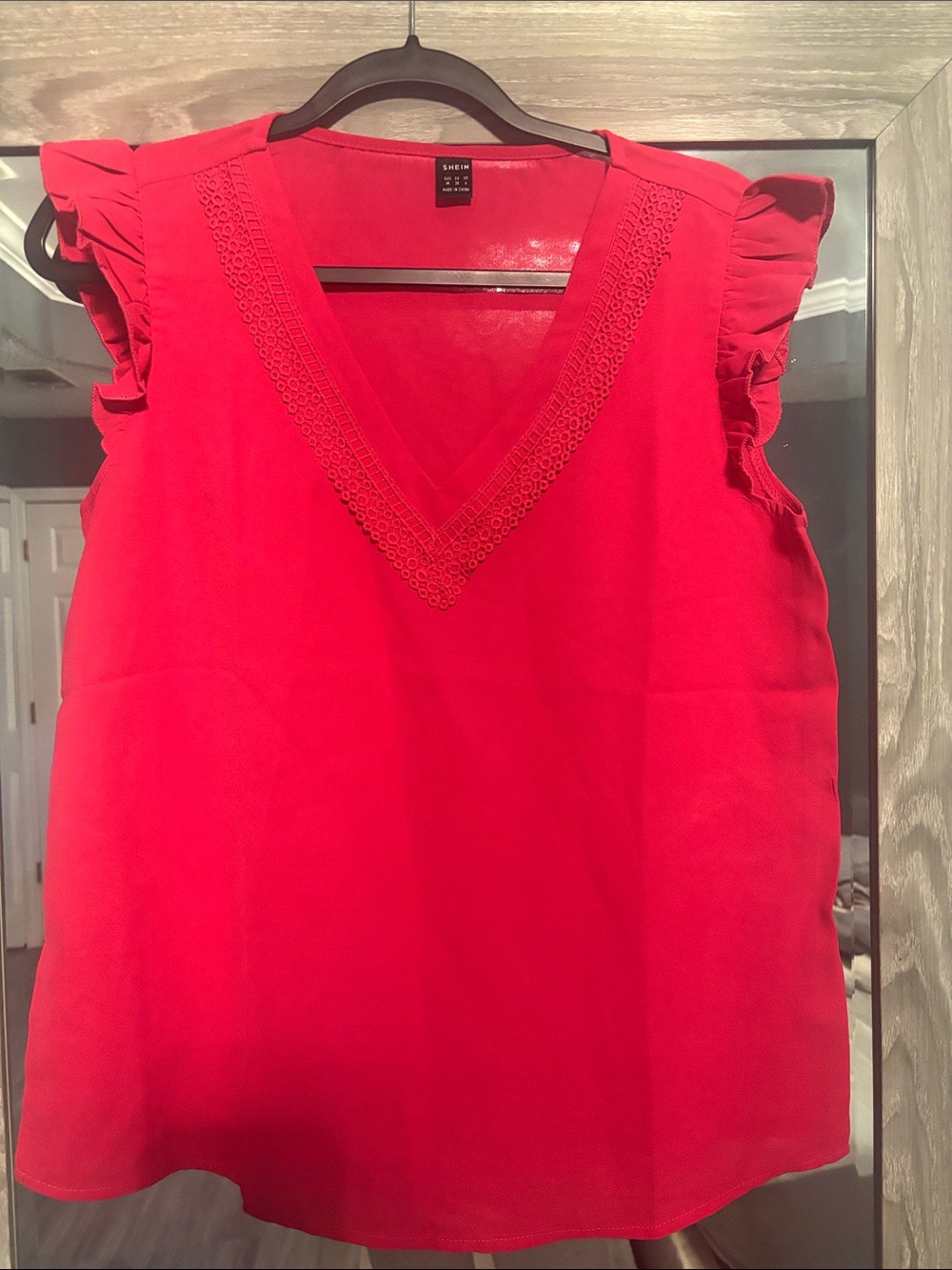 SHEIN magenta pink  V-Neck Ruffle Sleeve Camisole